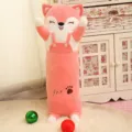 Soft pink fox long plush bolster pillow large stuffed animal toy for girls birthday gift - Fox / 1m / Pink