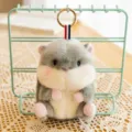 Simpatico portachiavi peluche criceto grigio, morbido ciondolo borsa con anello oro. - 13cm / Criceto Grigio