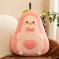 Süßes rosa Küken Plüschtier birnenförmiges weiches Kissen mit Herzmuster und Schleife - 40CM / Avocadorosa Enten-Plüschfigur