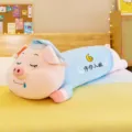 Long sleeping pig plush body pillow in pink and blue, perfect birthday gift for girls - Stay With You / 70 cm / Blue