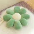 Soft daisy flower seat cushion in green and white corduroy for office chair home decor - 32cm / Dark Green