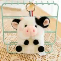 Simpatico portachiavi mucca in peluche, ciondolo animale morbido per chiavi e borse. - 13cm / Mucca