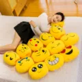 Soft yellow emoji plush hand-warmer pillow set for relaxing office nap and student gift - Mixed Styles / 30 cm