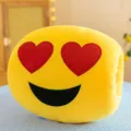 Yellow emoji heart-eye plush hand warmer pillow for office and student napping - Heart-Eyes Face / 30 cm