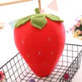 Large strawberry plush pillow toy in soft red velvet - 40 cm / Red