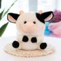 Cute black and white cow plush toy soft stuffed animal cute cartoon doll for kids gift home decor - Spherical Series (Calf)