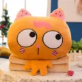 Gelbes Cartoon-Katzen-Plüschtier 3-in-1 Kissen- und Decken-Set für Mittagsschlaf. - Gelbe Katze mit runden Augen (Mehrzweck) / 50cm / Gelbe Katze mit runden Augen