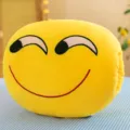 Yellow smiling emoji plush hand warmer pillow and nap cushion for office desk use - Smirking Face / 30 cm