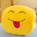 Yellow soft plush hand warmer pillow with cute smiling emoji face for office nap and sleeping - Cute / 30 cm