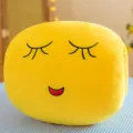 Cute yellow emoji plush hand-warmer pillow for office napping and table sleeping - Shy Expression / 30 cm