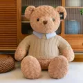 Süßer brauner Teddybär Plüschtier mit Strickpullover, weiche Kuschelpuppe für Kinder und Geschenke. - Hemd-Stil Teddybär / Khaki / 110cm