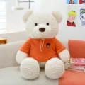 Simpatico orsetto di peluche bianco con una felpa con cappuccio arancione acceso - Stile felpa (bianco) / 70 cm (1,04 kg)