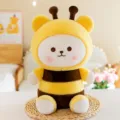 Adorable plush bear doll in a bee costume with soft yellow and brown stripes for gifts - Bee Transformation Bear / 25cm / Yellow