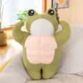 Funny muscular frog plush toy with six-pack abs, soft green plushie pillow gift for kids. - Standing Style / 45cm