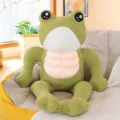 Quirky muscle frog plush toy in a sitting pose made of soft green sherpa fleece fabric - Sitting Style / 45cm