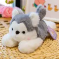 Lindo brazalete slap de peluche de husky gris y blanco para niños, regalo de peluche suave - Husky