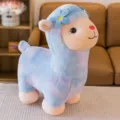 Cute rainbow alpaca plush toy with blue flower headband decoration, ideal gift for girls - 35cm / Blue Alpaca