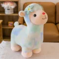 Cute pastel rainbow tie-dye alpaca plush toy doll for kids and girls gift ideas - 35cm / Green Alpaca