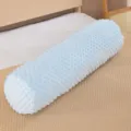 Light blue minky dot textured long cylindrical body pillow for sleeping and leg support - 100CM (Removable and Washable) / Light Blue