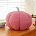 Weiches rosa Bouclé-Kürbis-Plüschkissen, dekoratives Sofakissen für Zuhause - Altrosa