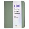 Classeur de défi d'économie vert sauge avec 100 enveloppes et pochette - Housse de Classeur à Feuilles Mobiles avec Fermeture Éclair / Vert