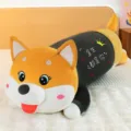 Long Shiba Inu plush toy pillow wearing a black shirt with sweet heart pattern - 70cm / Shiba Inu Style (Crown Husky) / Brown