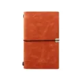 Vintage orangebraunes A6 Notizbuch aus Kunstleder mit schwarzem Gummibandverschluss - A6 Größe / Orange