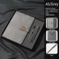 Premium A5 Leder Notizbuch Geschenkset mit Stift in elegantem grauem Business-Stil. - A5 / Gray-heaven and earth cover gift box