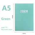 Agenda hebdomadaire et mensuel 2024 A5 vert avec 176 pages de papier daolin 80g - Style Texture Tissée / A5 / Vert