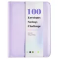 Classeur de défi d'économie violet avec 100 enveloppes pour budget en espèces et plan - Housse de Classeur à Feuilles Mobiles avec Fermeture Éclair / Violet