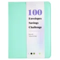Classeur en cuir vert menthe pour défi d'épargne 100 enveloppes et budget mensuel - Housse de Classeur à Feuilles Mobiles avec Fermeture Éclair / Cyan
