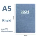 Carnet de notes A5 bleu 2024 Weekly Monthly Planner avec 176 pages de papier daolin 80g - Style Texture Tissée / A5 / Bleu