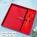 Luxe rode zakelijke lederen notitieboek cadeauset inclusief pen en extra vulling - Rode set (Geschenkdoos) / A5