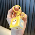 Simpatico portachiavi a scatola di catapulta 3D anatra gialla giocattolo antistress - Giallo
