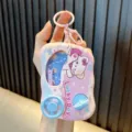 Cute pink cat water game console keychain portable stress relief toy for students and gifts - Pink