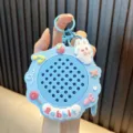 Cute light blue cartoon rabbit magnetic bead drawing board keychain for backpack - Blue
