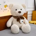 Simpatico orsacchiotto di peluche con sciarpa, morbida bambola coccolosa per regalo compleanno bimba. - Stile sciarpa (bianco) / 70 cm (1,04 kg)