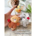 Portachiavi in peluche magnetico panda rosso e procione per coppie - Stile Procione / 4 Pollici (2 Pezzi)