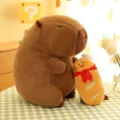 Niedliches braunes Wasserschwein-Stofftier mit lächelndem Baguette-Brot - Baguette-Stil