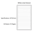 Portable minimalist white ruled notebook 19x10.5cm, 36 sheets 72 pages for journaling - 36 Pieces/Pack / White Lined Style