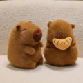 Adorable soft brown capybara plush toy with a cute croissant backpack accessory SKU - Croissant Bag