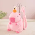 Adorable pink plush capybara animal backpack with orange decoration for girls birthday gift - Pink Capybara Orange Style