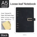 Black A5 loose-leaf business notebook with textured PU leather cover and 6-ring binder - Single Pack / A5 / Black