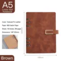 A5 vintage brown PU leather 6-ring loose-leaf notebook with magnetic buckle closure - Single Pack / A5 / Brown