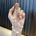 Correa de teléfono con cuentas, elegantes perlas blancas y cristales brillantes. - 1 Pieza/Paquete (Con Junta/Embalaje de Etiqueta) / Blanco