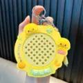 Cute yellow duck magnetic bead drawing board keychain toy for student stress relief fun - Yellow