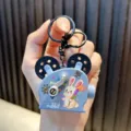 Creative blue mini projector keychain featuring cartoon rabbit and film reel ears - Rabbit Pattern / Grey Blue