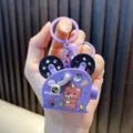 Purple cartoon projector keychain with cute bear design and plastic ring hanger - Bear Pattern / Purple