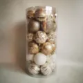 Assorted 30-piece 6cm white and gold Christmas ball ornaments in clear cylinder - Inner Box Gift Pack / 6cm 30-Piece Set (With Inner Box)