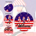 Detailed dimensions and features of 11.3-inch wooden Independence Day gnome welcome sign - Patriotic Gnomes USA Welcome Style